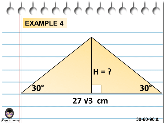 Finding the Altitude of an Isosceles Right Triangle Using the 30-60-90 Triangle Theorem