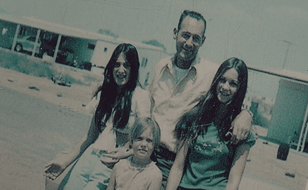 Jack Leslie with his daughters Jackie (left) and Cynthia (right) who vanished in 1974. Photo courtesy of Erma Prue.