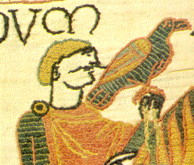 A little-known side of Harold: he took his leisure time seriously, here shown on the Bayeux Tapestry with his hawk in Normandy as 'guest' of William