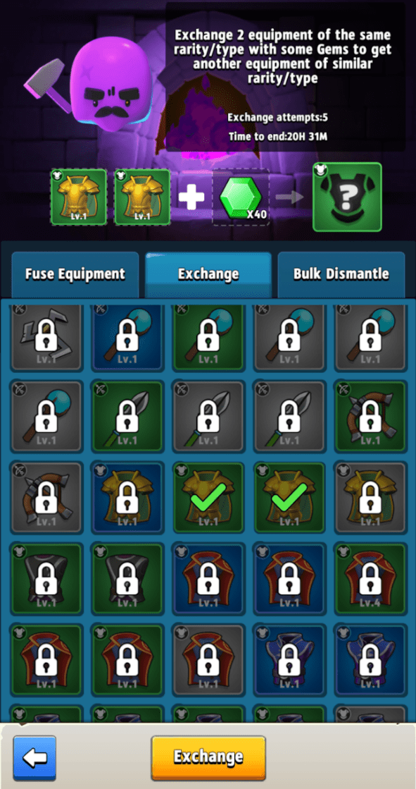 Swapping 2 uncommons plus gems for a random common. While the picture doesn't display it, the items to swap don't need to be the same item, just the same type. Example, exchanging with an uncommon bear ring and an uncommon serpent ring.