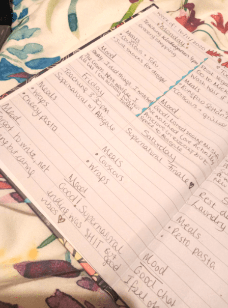 Planning out my week by listing what I want to do or tasks on the night before is working pretty well (ignore the highlighter pen stain it won't come out)