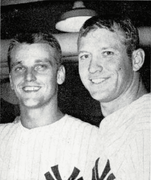 Mickey Mantle (right) joined Roger Maris in 1961 in chasing Babe Ruth's single-season home run record.