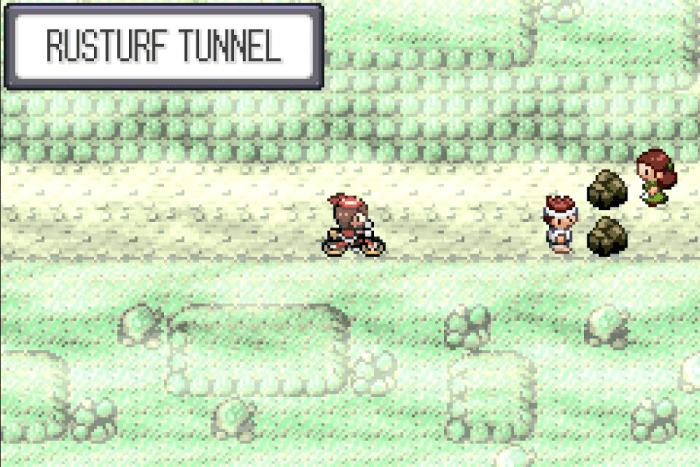 The Hidden Machine "Rock Smash" is necessary to open up this tunnel. It is a very unpopular HM.
