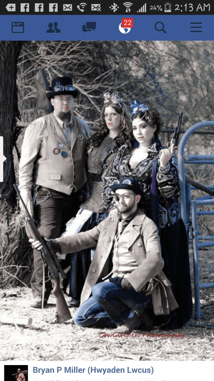 Bryan Patrick Miller and other Steampunk enthusiasts at professional photo shoot in Apache Junction.