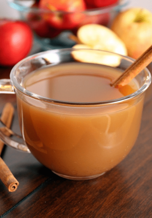 When unfiltered apple juice becomes mulled (heated) with citrus fruits and spices like cinnamon and nutmeg, it becomes spiced apple cider.