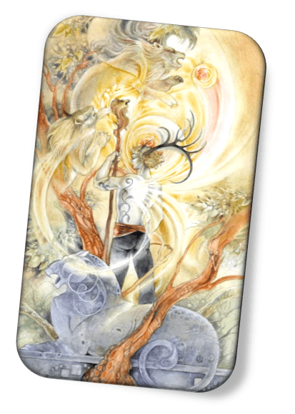 The King of Wands is a natural born leader. They have an understanding of all the elements in their domain. They have the power to tame beasts and big problems. They're diplomats, peacemakers, and 100% decisive.