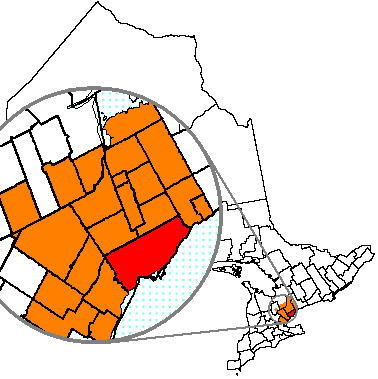 Map location of Toronto, Ontario