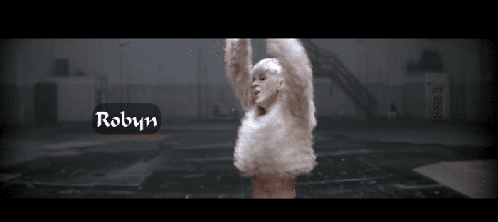 The liberating dance moves of Robyn in the music video "Call Your Girlfriend". It's a cold as ice love anthem, and she rocks to it in a warehouse.