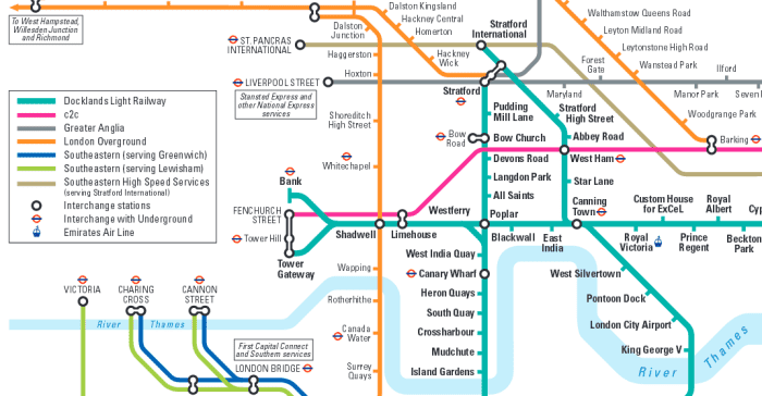 London East rail connections - TfL (Overground, Underground, DLR)