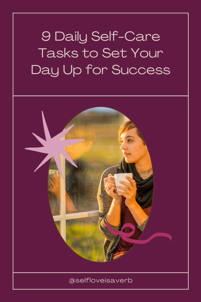 Self care is all the things you do to keep yourself healthy, productive, and energized. Self-love is the extra things you do, like getting a massage or taking a personal development course.