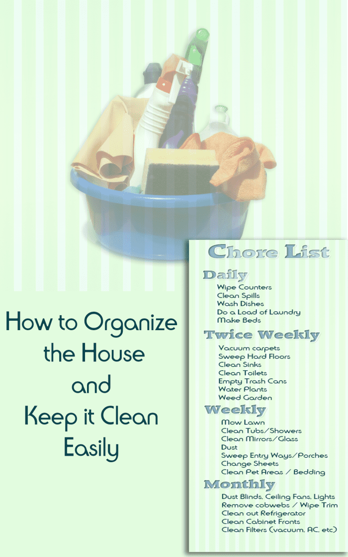 Learning how to organize and clean house on a regular schedule to make home maintenance easier.