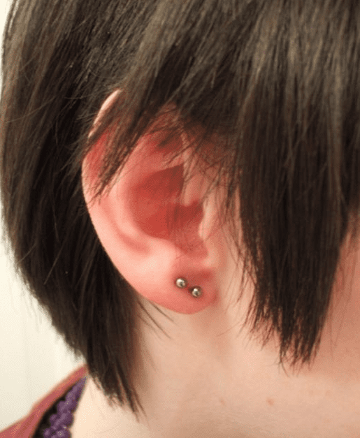 Standard single earlobe piercing.