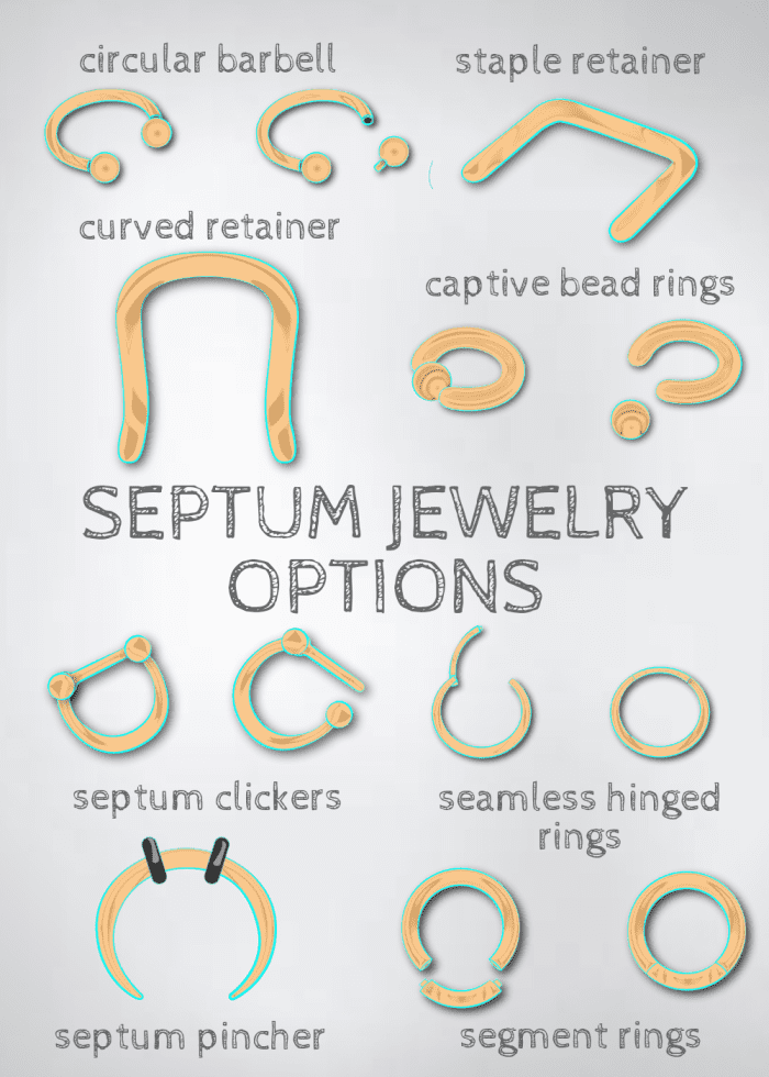 Opciones de joyería para el piercing del septum