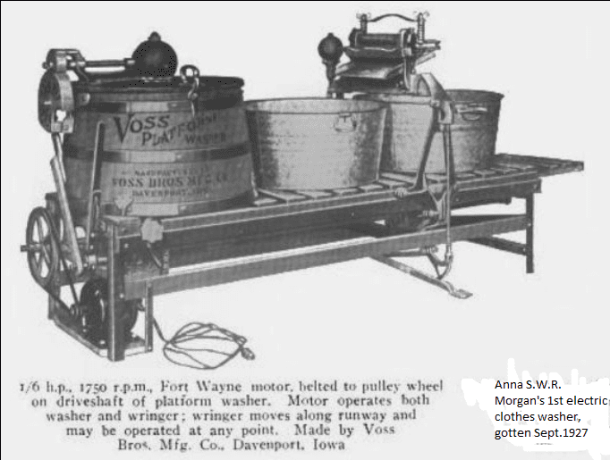 The kind of washing machine Gramma Morgan used in the mid-1920s. Before getting one, she probably used a washtub.