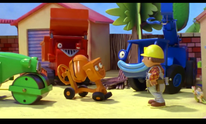 These are a few members of Bob the Builder's crew, or "helpers". Each of their personalities is designed to highlight a single trait, and as such they are emotionally 2 dimensional.