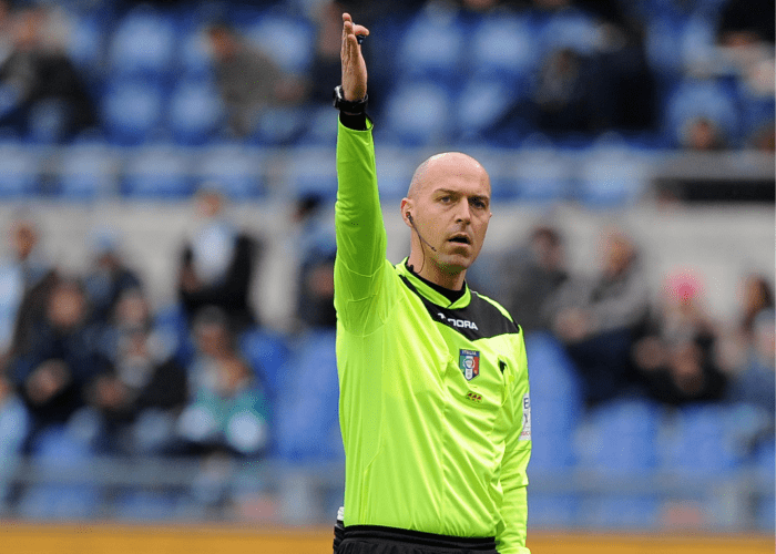 Raising one hand indicates kickoff, starting or stopping time, an indirect free kick, or the end of the game.