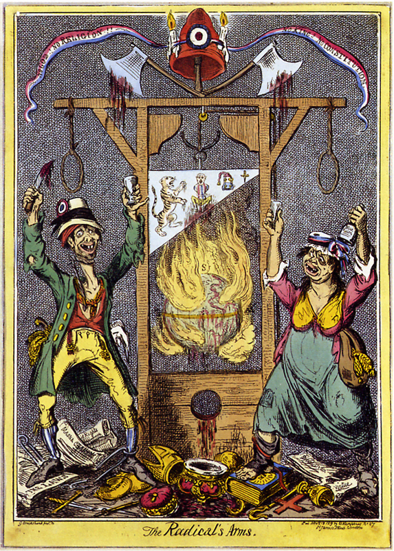 Caricaturist George Cruickshank's depiction of Madame Guillotine in operation.