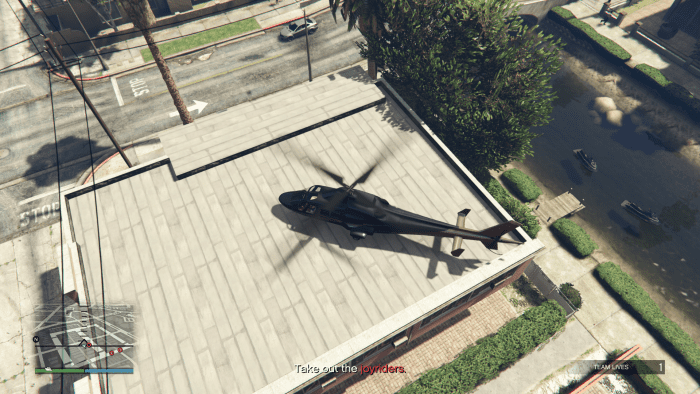 You could land on any roof around the canals, but this one has a direct line of sight on the stationary joyrider below too.