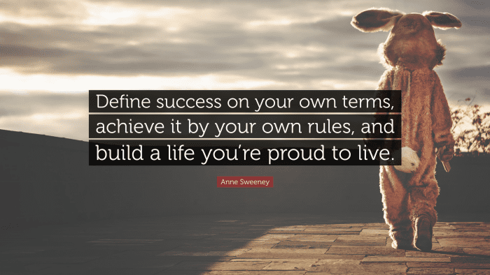 “Define success on your own terms, achieve it by your own rules, and build a life you’re proud to live.” ― Anne Sweeney, Co-chair of Disney Media
