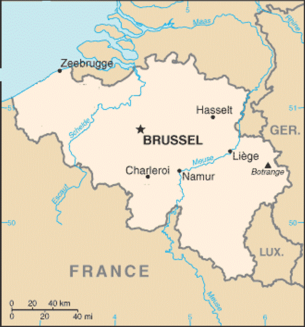 The River Scheldt flowing through modern France, Belgium and the Netherlands.