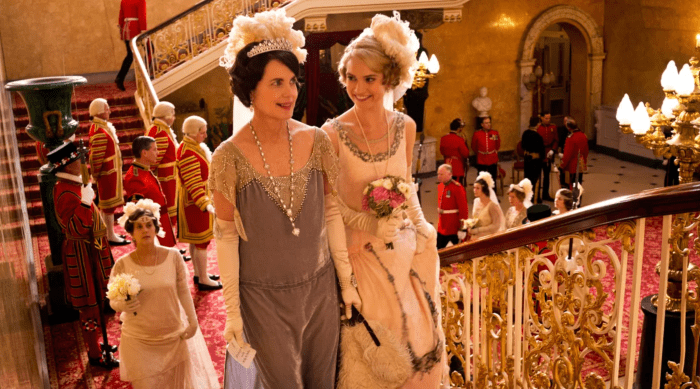 Elizabeth McGovern as Cora Crawley, The Countess of Grantham & Lily James as Lady Rose MacClare, Downton Abbey Season 4 Christmas Special