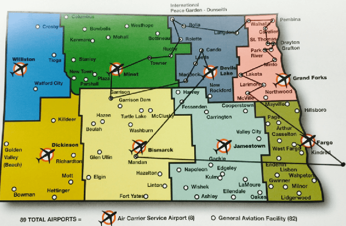 Eastern North Dakota as depicted in the North Dakota Aeronautics Commission's Airport DIrectory