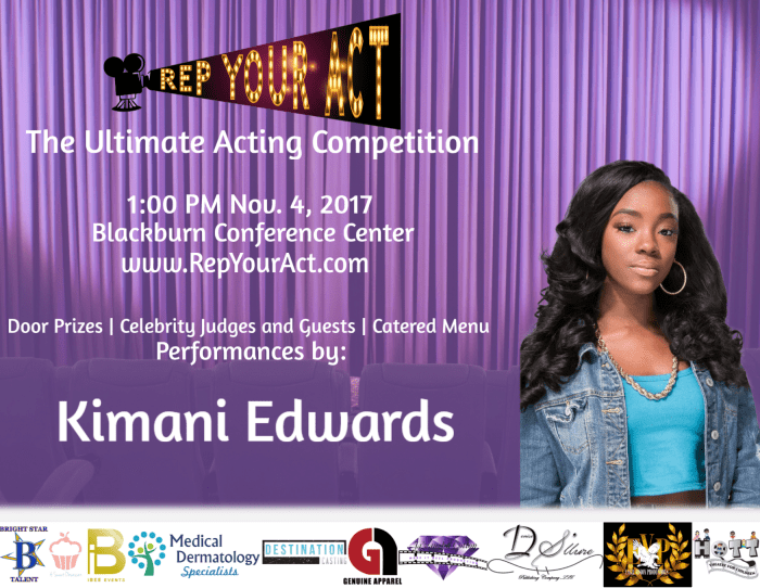 Kimani is equally as passionate about acting as she is about singing and has been doing stage plays and acting workshops and competitions to go along with having been featured in several theatrical and TV show releases, and commercials.