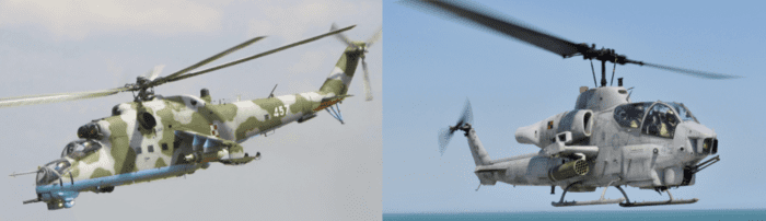 Read on to learn facts and info covering the Soviet Mil Mi-24 and the U.S. AH-1 Cobra military helicopters. This article discusses the pros and cons of each, reaching a final conclusion about the two vehicles.