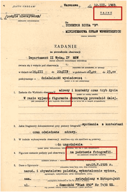 A declassified surveillance task to use the term 'figurant' (middle red frame). Click Source to enlarge.