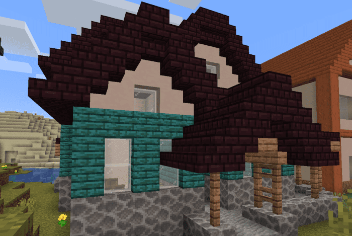 Dead Brain Coral blocks are used as the foundation of this house, in place of stone.