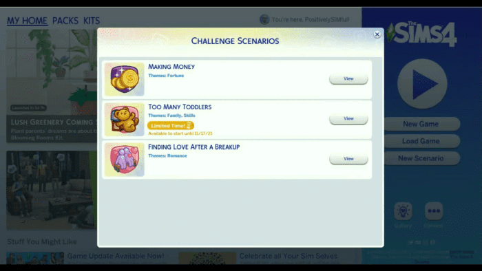 New game scenarios are supposed to inspire you, and completing them will win you in-game rewards.