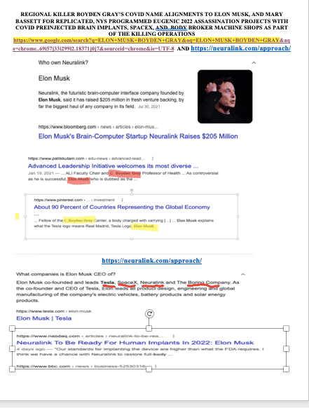 Eugenicist, satanists, killers, name aligned to their IMPLANT killing program