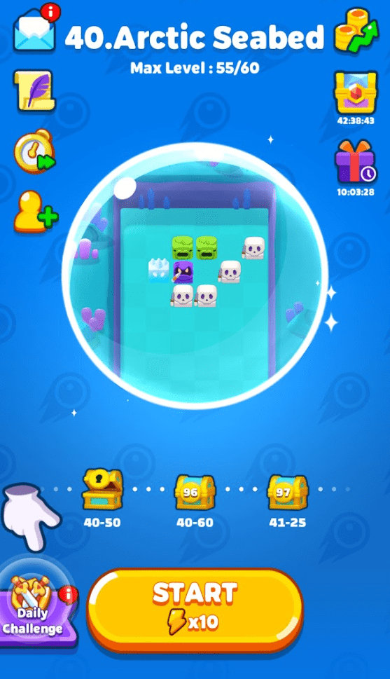 To view the daily challenge, tap the button on the main screen to the left of the standard start button.