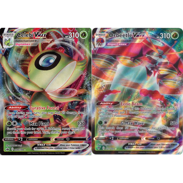 Celebi VMAX and Orbeetle VMAX strike an optimal balance by grinding down your opponent's Pokémon hit points and drawing their resources while reliably restoring your own Pokémon—and preparing them to hit big at ideal moments.