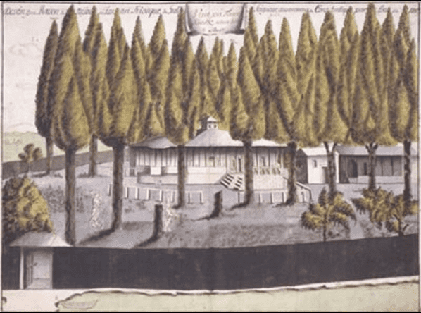 Figure 6: Cornelius Loos, Fener Garden, 1710, drawing, size 400 x 294 cm. The National Museum of Fine Arts, Stockholm. Reproduced from https://www.doaks.org/resources/middle-east-garden-traditions/catalogue/C126.