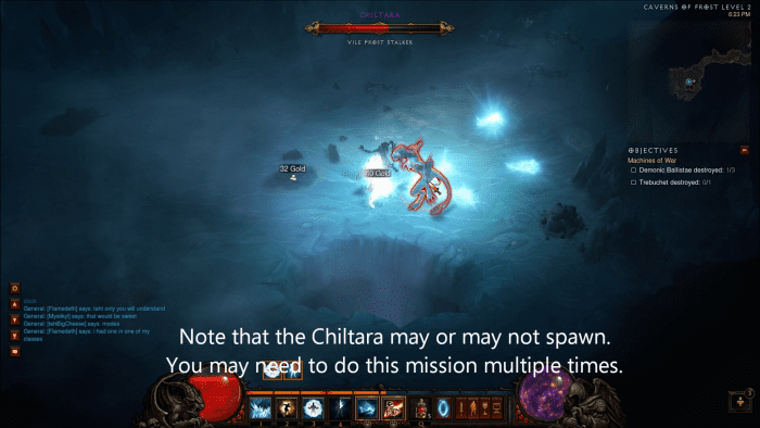 The monster Chiltara, which drops the Gibbering Gemstone, can be found on the second floor of the Cavern of Frost.