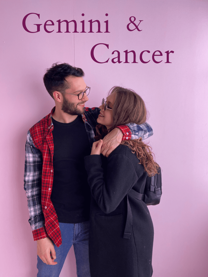 Gemini and Cancer are a beautiful pairing. They both bring unique traits to the relationship. Gemini is over the moon for Cancer's kind and nurturing ways. Cancer feels safe with Gemini's mind.