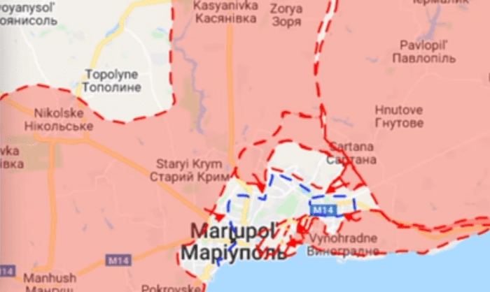 Encroaching Russian Military Forces Surround the Defending Soldiers in Mariupol, Ukraine