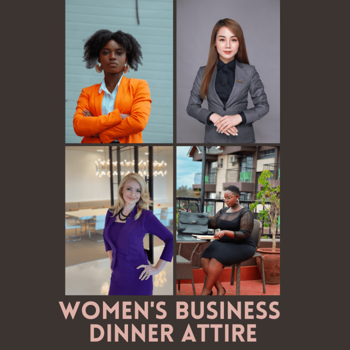 A few examples of outfits women can wear to business dinners