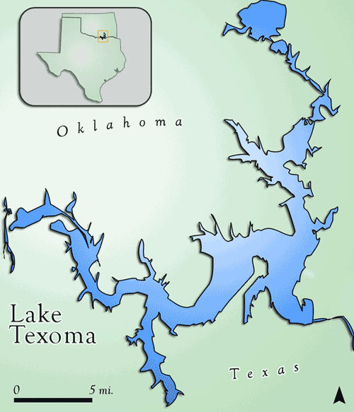 A map of Lake Texoma.