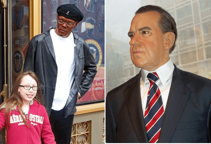 Samuel L. Jackson and President Richard Nixon wax sculpture at Madame Tussauds Wax Museum, Washington DC.