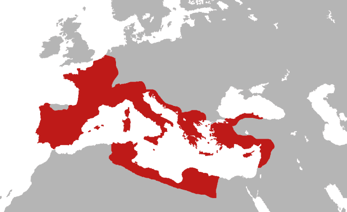 The Roman Republic in 44B.C. the year of Julius Caesar's assassination.