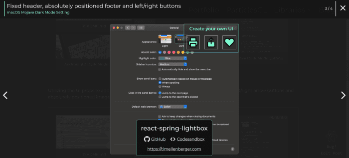 Here's a demo of React Spring Lightbox.