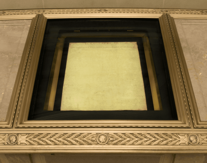 This is a photo of the Declaration of Independence from the National Archives website. As you can see it looks like a blank sheet of paper.