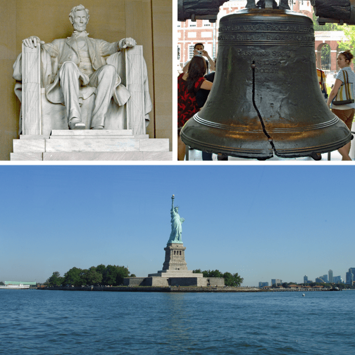 The Lincoln Memorial, the Liberty Bell and the Statue of Liberty were among the historic sites that we visited.