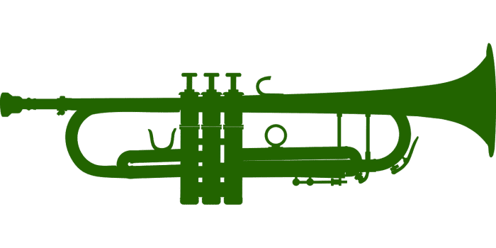 This green trumpet may add visual zip to the band and promote school spirit if green is one of the spirit colors. But oftentimes, it's an ISO which throws the band off-tune when a student plays it. (Image by author, 2021)