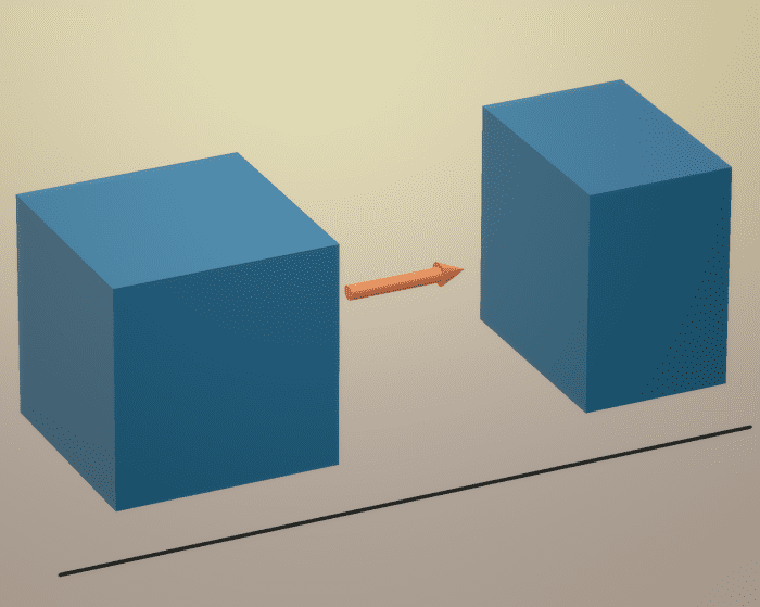 The black line represents the ground. A cube moving along the ground will suffer length contraction only along its direction of motion.