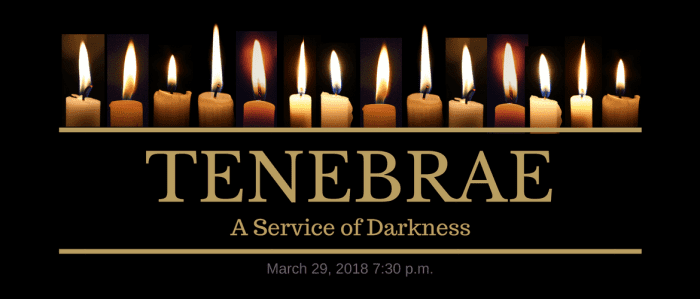 Liturgical - Tenebrae The candles are extinguished one by one during the course of the service.