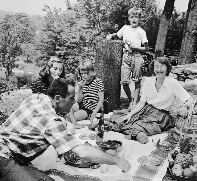 The Fonda family in 1949: Henry, wife Frances, Peter (standing), Jane and Frances de Villiers, Frances's daughterr from her first marriage.