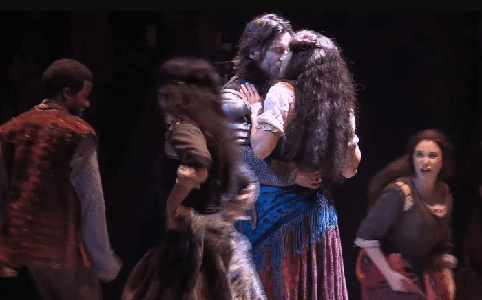 Ciara Renee as Esmeralda & Andrew Samonsky as Phoebus, Disney's The Hunchback of Notre Dame, La Jolla Playhouse